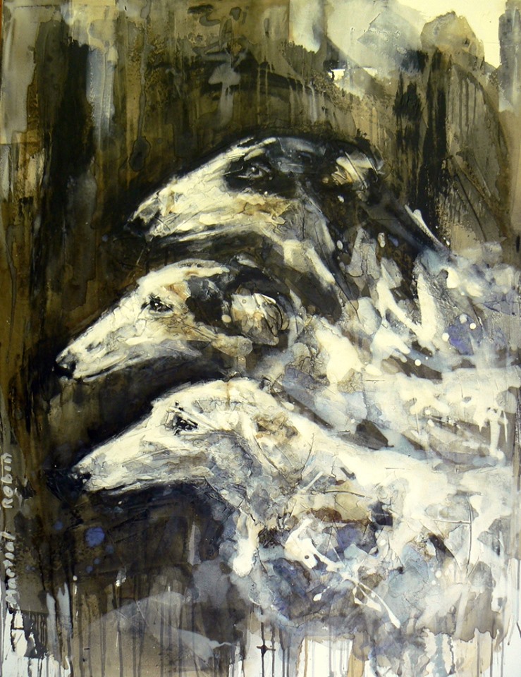 Painting of Borscana Uragan,Borscana Black Horizon, and Borscana Excessive  by  Martial Robin (2011)